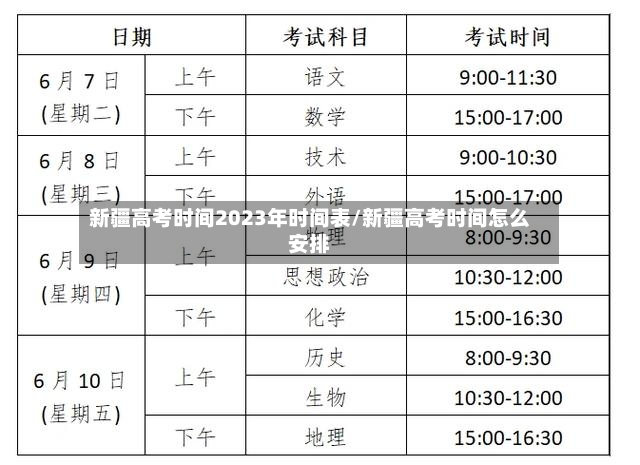 新疆高考时间2023年时间表/新疆高考时间怎么安排-第2张图片
