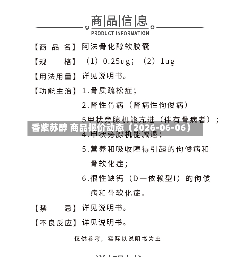 香紫苏醇 商品报价动态（2026-06-06）