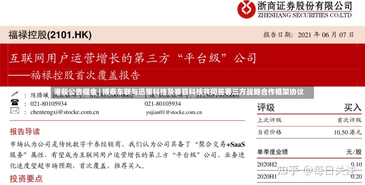 港股公告掘金 | 博泰车联与迅策科技及赛目科技共同签署三方战略合作框架协议
