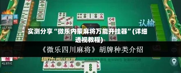 实测分享“微乐内蒙麻将万能开挂器”(详细透视教程)-第3张图片