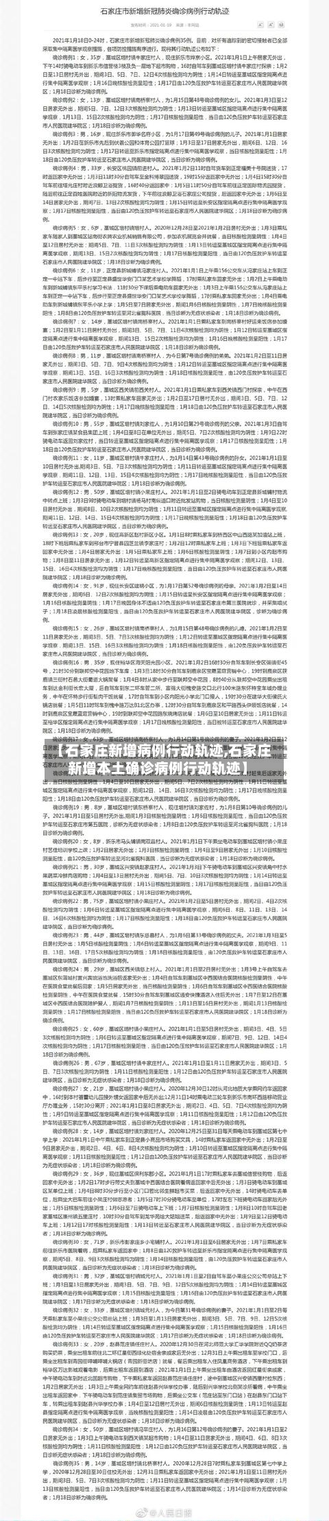 【石家庄新增病例行动轨迹,石家庄新增本土确诊病例行动轨迹】