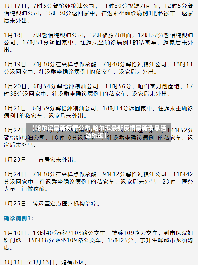 【哈尔滨最新疫情公布,哈尔滨最新疫情最新消息活动轨迹】