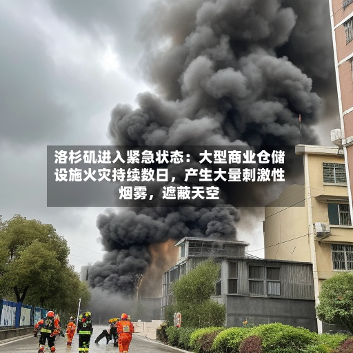 洛杉矶进入紧急状态：大型商业仓储设施火灾持续数日，产生大量刺激性烟雾，遮蔽天空-第2张图片