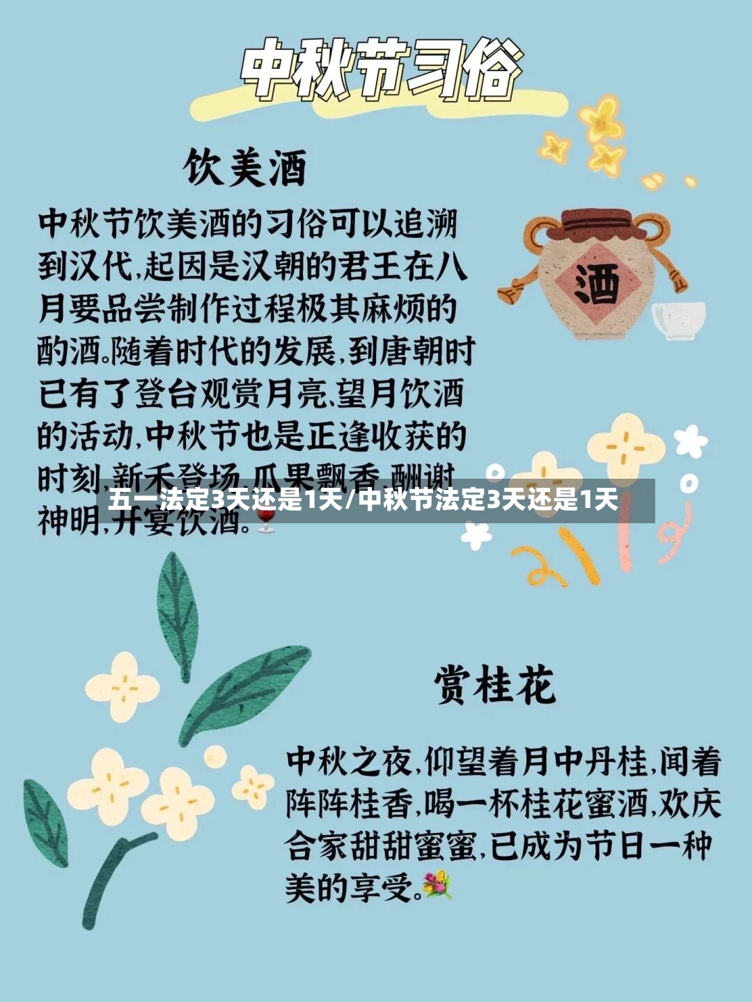 五一法定3天还是1天/中秋节法定3天还是1天