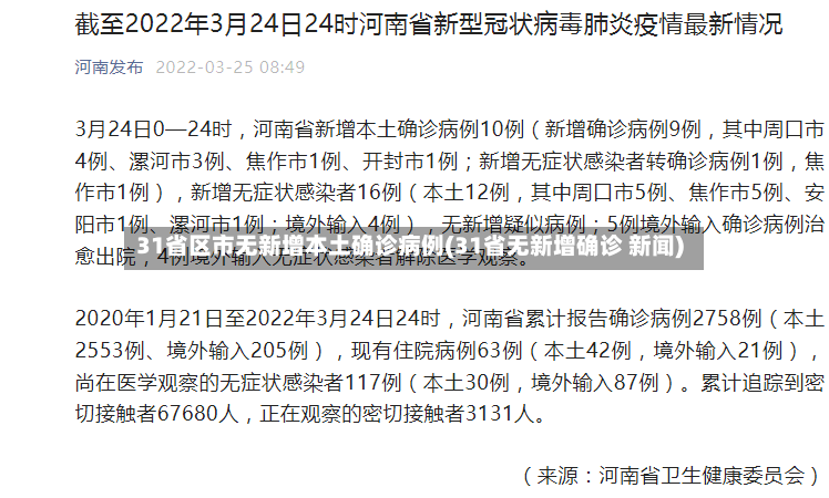 31省区市无新增本土确诊病例(31省无新增确诊 新闻)-第2张图片