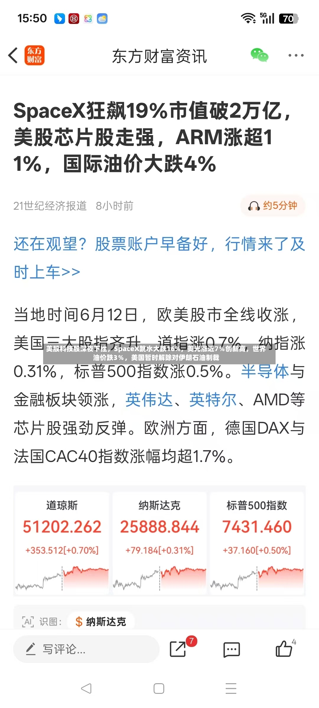 美股科技股深夜下挫，SpaceX跳水大跌16%	，美光涨近7％创新高，世界油价跌3％，美国暂时解除对伊朗石油制裁-第2张图片