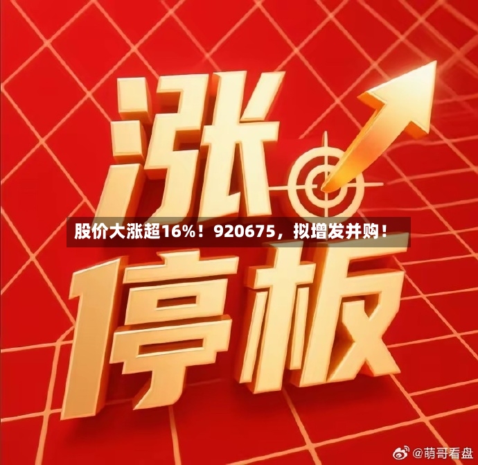 股价大涨超16%！920675，拟增发并购！-第2张图片