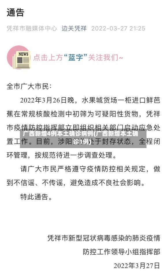 广西新增4例本土确诊病例(广西新增本土确诊1例)