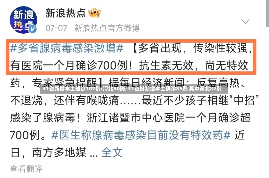 31省新增本土确诊107例:河北90例/31省份新增本土确诊85例 其中河北82例