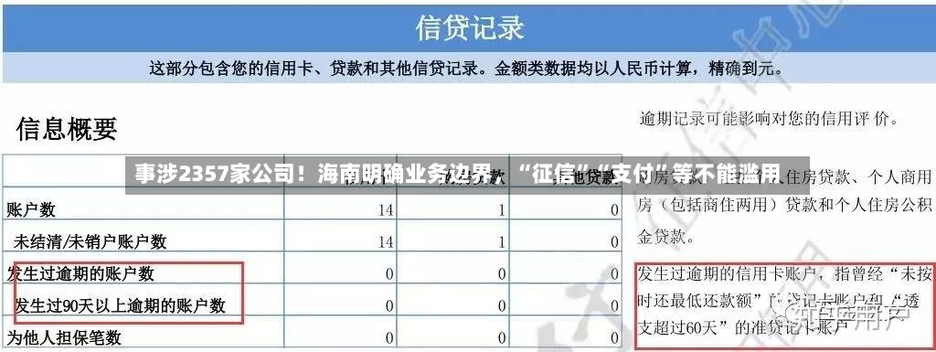 事涉2357家公司！海南明确业务边界，“征信	”“支付”等不能滥用-第3张图片