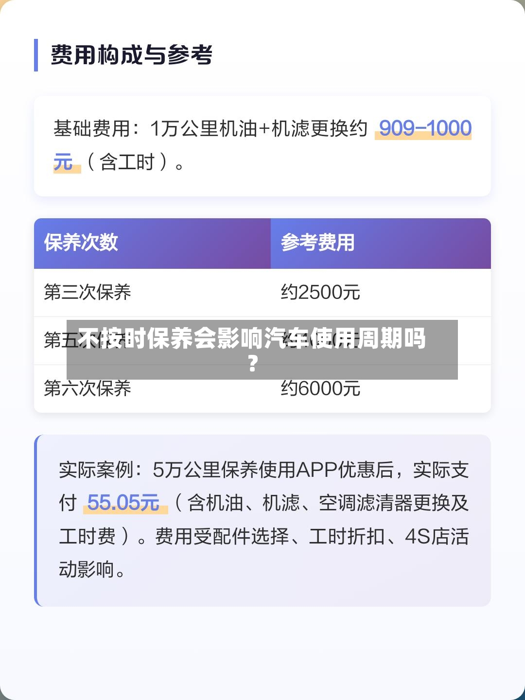 不按时保养会影响汽车使用周期吗？