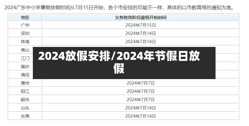 2024放假安排/2024年节假日放假