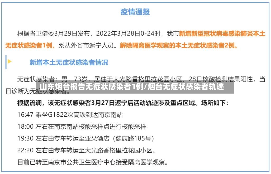 山东烟台报告无症状感染者1例/烟台无症状感染者轨迹-第3张图片