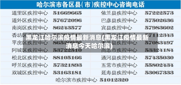黑龙江哈尔滨疫情最新消息(黑龙江疫情最新消息今天哈尔滨)