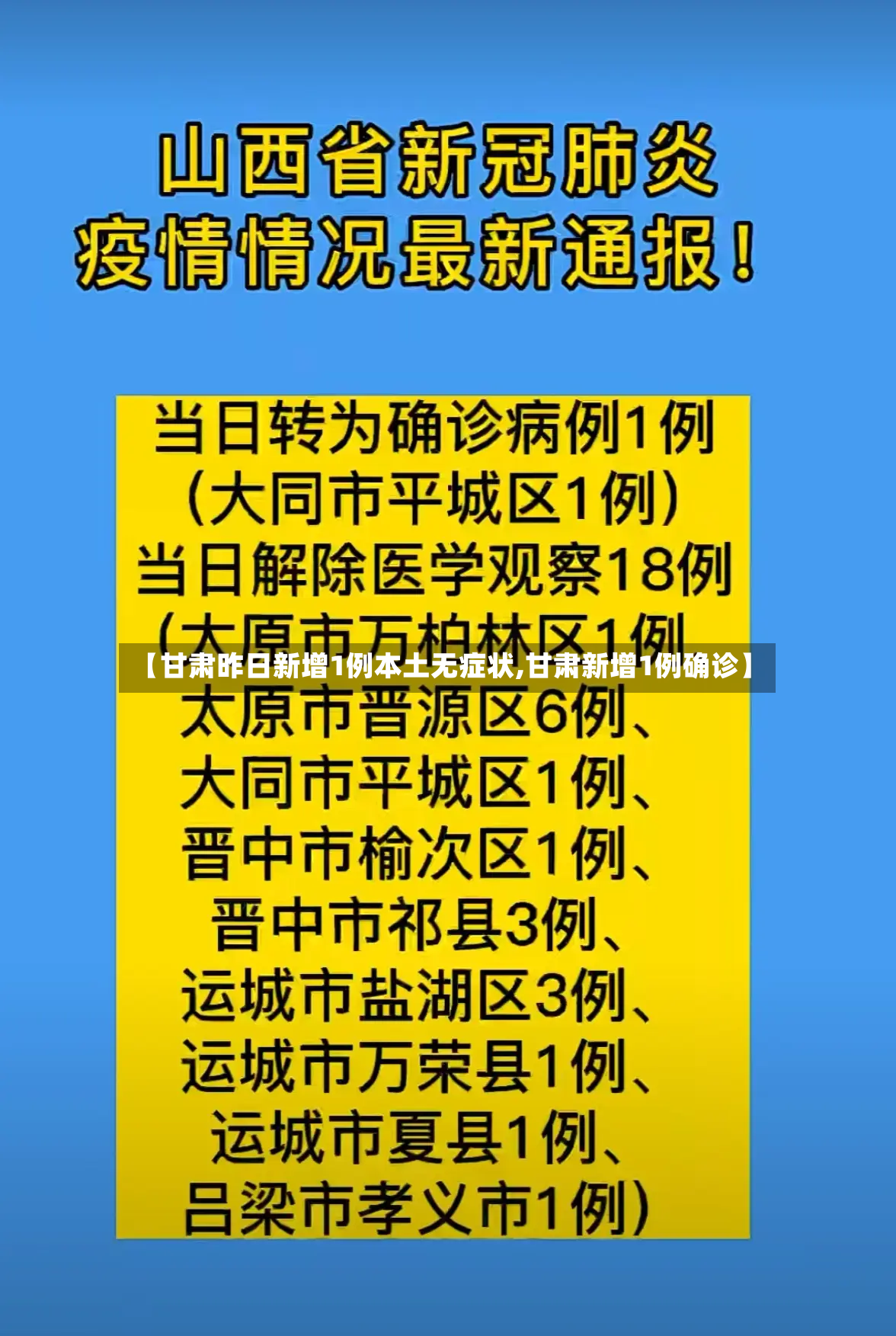 【甘肃昨日新增1例本土无症状,甘肃新增1例确诊】