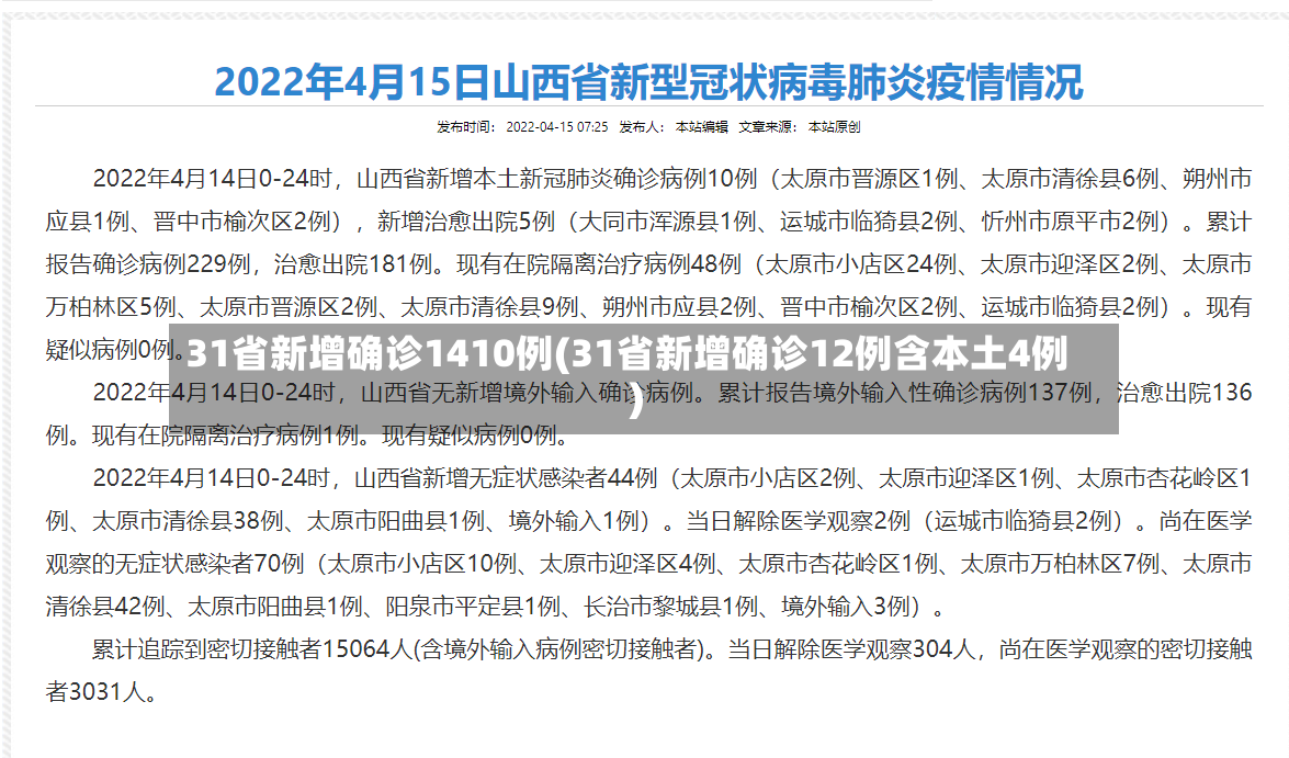 31省新增确诊1410例(31省新增确诊12例含本土4例)