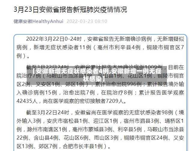 【安徽新增无症状感染者4例,安徽新增一例无症状感染】