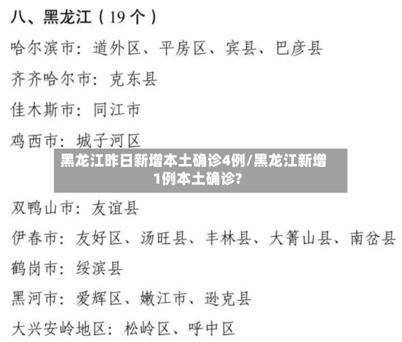 黑龙江昨日新增本土确诊4例/黑龙江新增1例本土确诊?