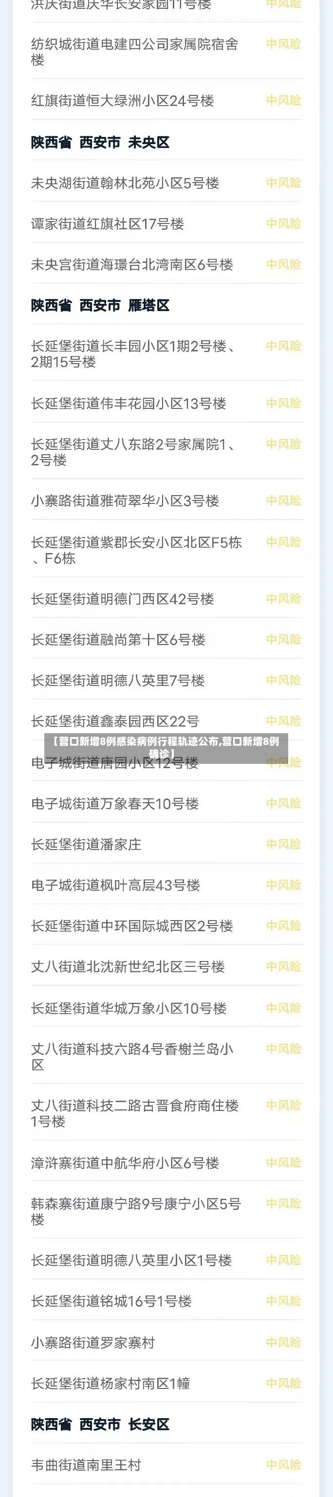 【营口新增8例感染病例行程轨迹公布,营口新增8例确诊】